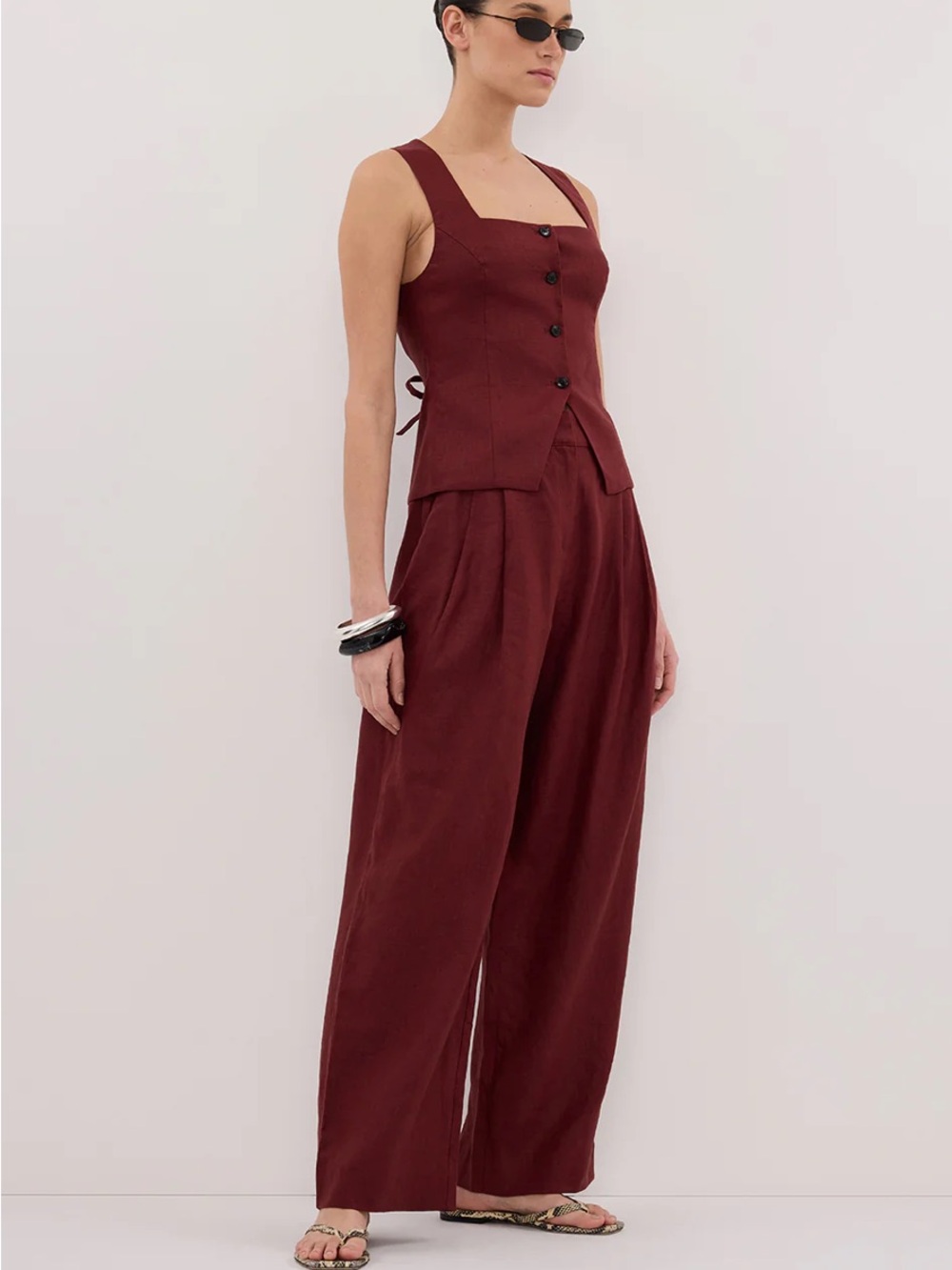 DISSH Fran Sahara Linen Vest & Pants Size 4 Set